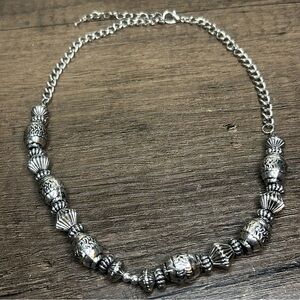 Vintage Silver Tone Beaded Necklace